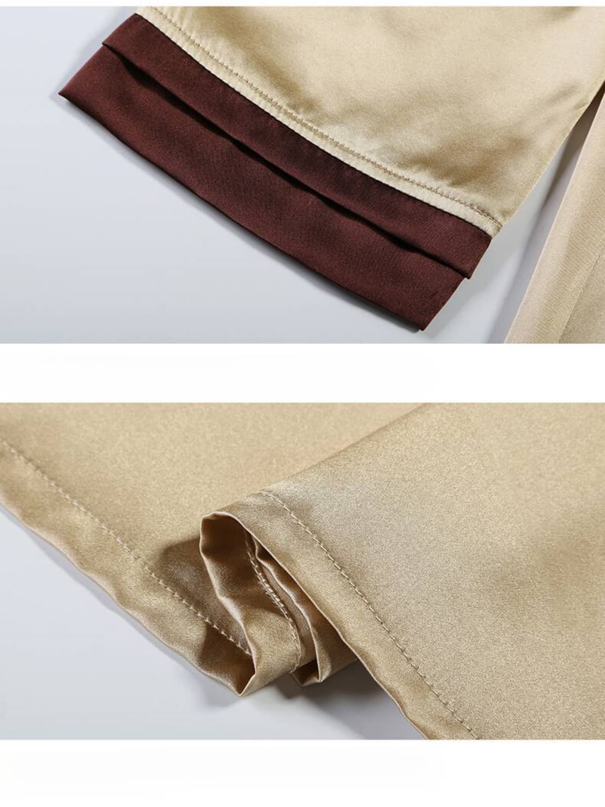 Cuff of Women's Strap Silk Nightgown & Robe Two - piece Set