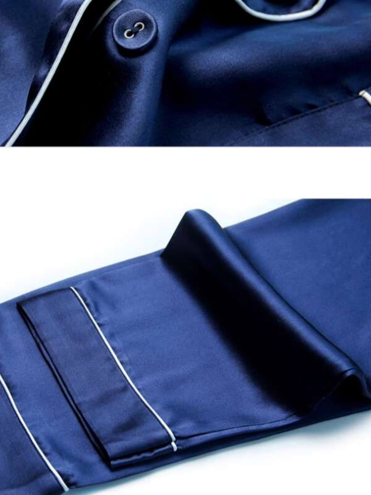 Sleeves of Long - Sleeved Pure Silk Pajama Set for Women