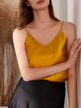 Women's Spaghetti - Strap Silk Camisole in Champagne