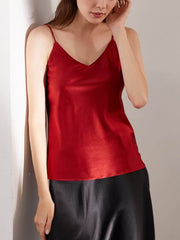Women's Spaghetti - Strap Silk Camisole in red