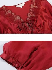 Close-up of Lace Silk Pajama Set for Women
