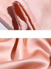 Close-up of Lace Mulberry Silk Pajama Set for Women 3/4 Sleeves