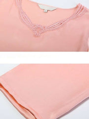 Close-up of Women's Minimalist Silk Pajama Set – Soft Loungewear