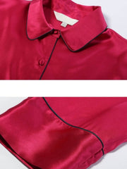 Details of Women's Long Sleeve Silk Pajama Set – Soft Sleepwear