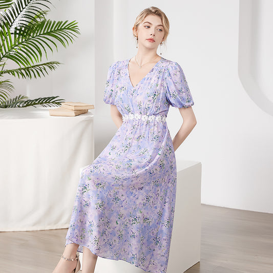 floral silk dress of SILKSER