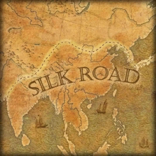 Ancient map highlighting the Silk Road trade routes.