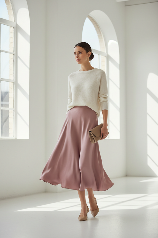 Silk Midi Skirt Outfit Ideas