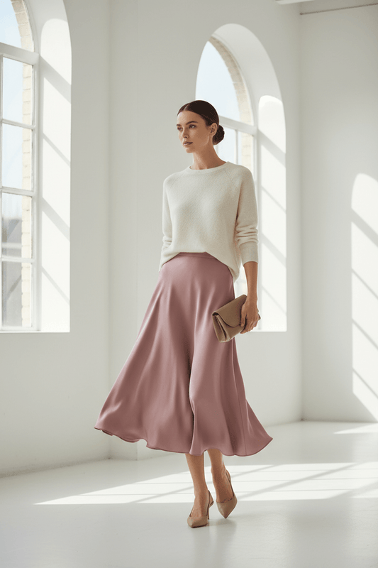 Silk Midi Skirt Outfit Ideas