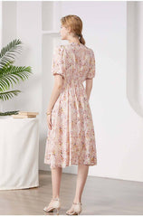 Silkser Women Summer Floral Mulberry Silk Dress