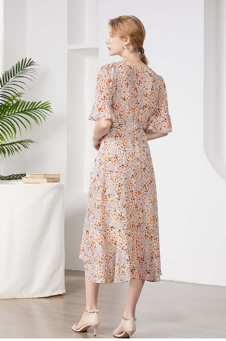 Silkser Summer Women Floral Mulberry Silk Dress