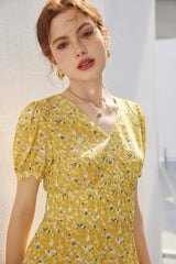 Silkser New Style French Floral Silk Dress