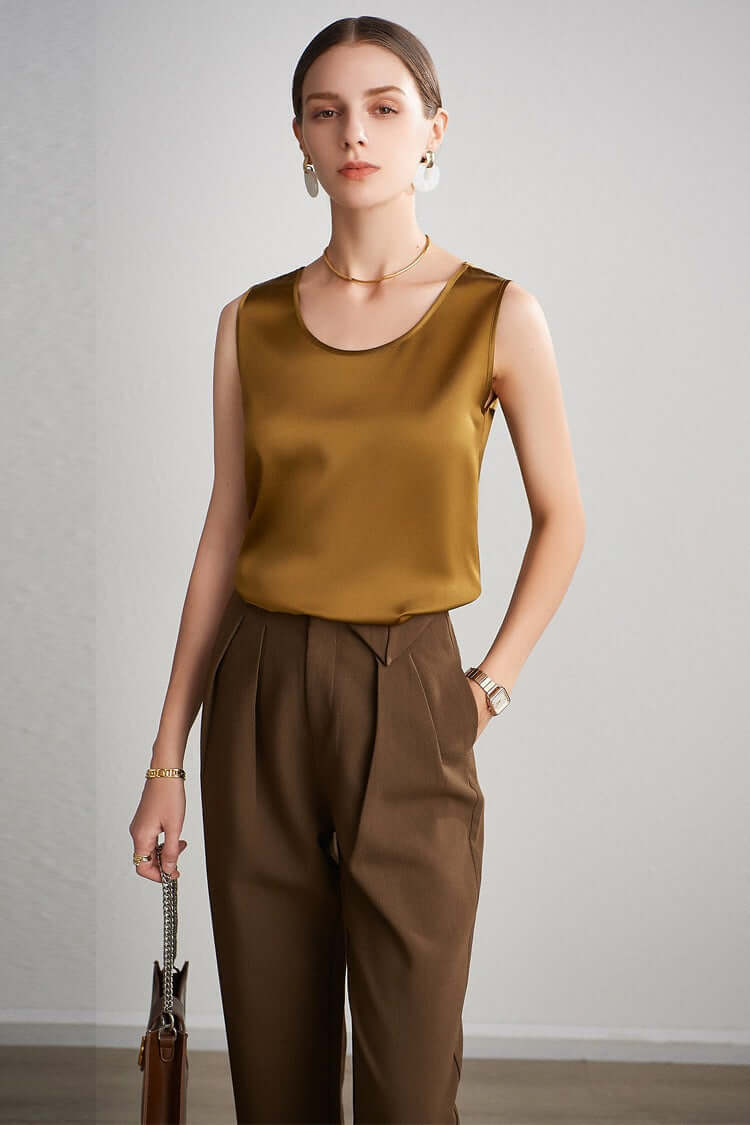 women/lady silk top/sleeveless shirt