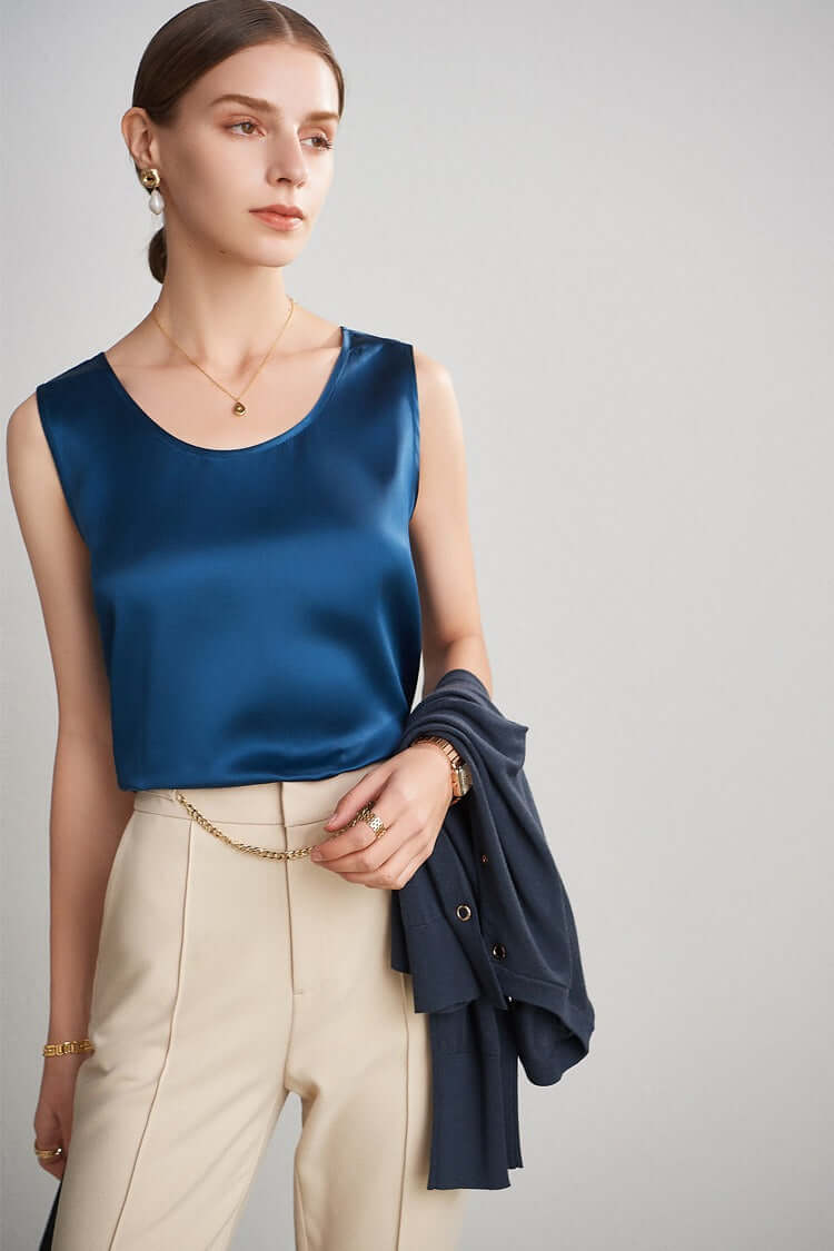 women/lady silk top/sleeveless shirt