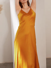 Luxury Spaghetti-Strap Pure Silk Evening Dress