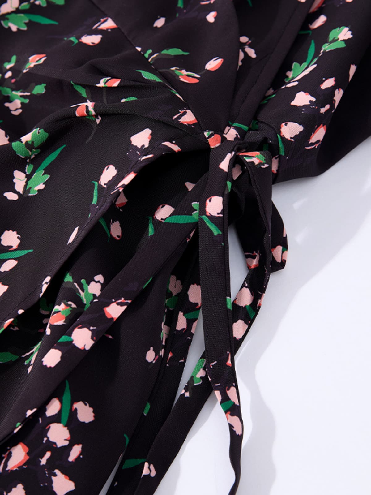 V-Neck Floral Mulberry Silk Maxi Dress