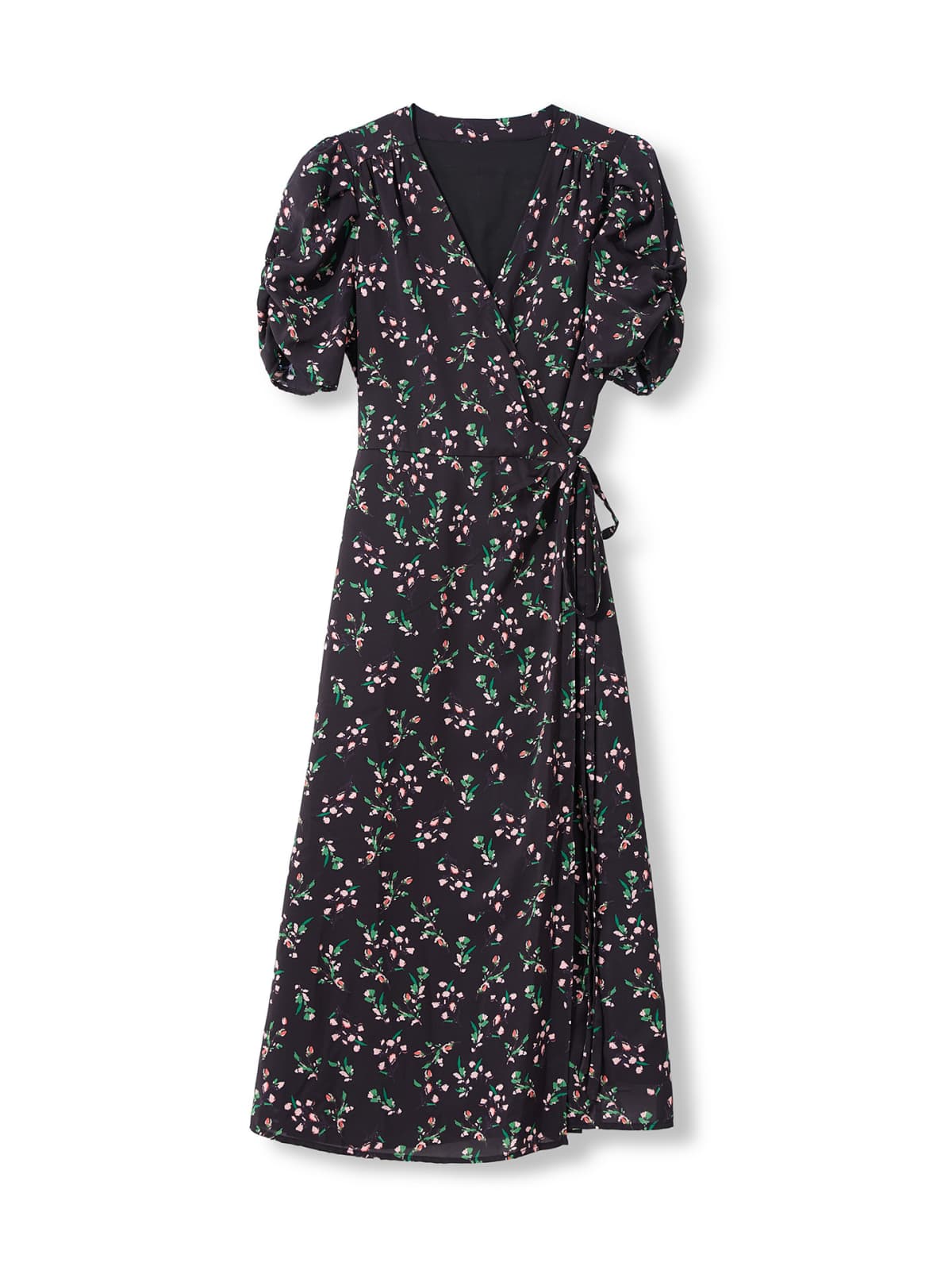 V-Neck Floral Mulberry Silk Maxi Dress
