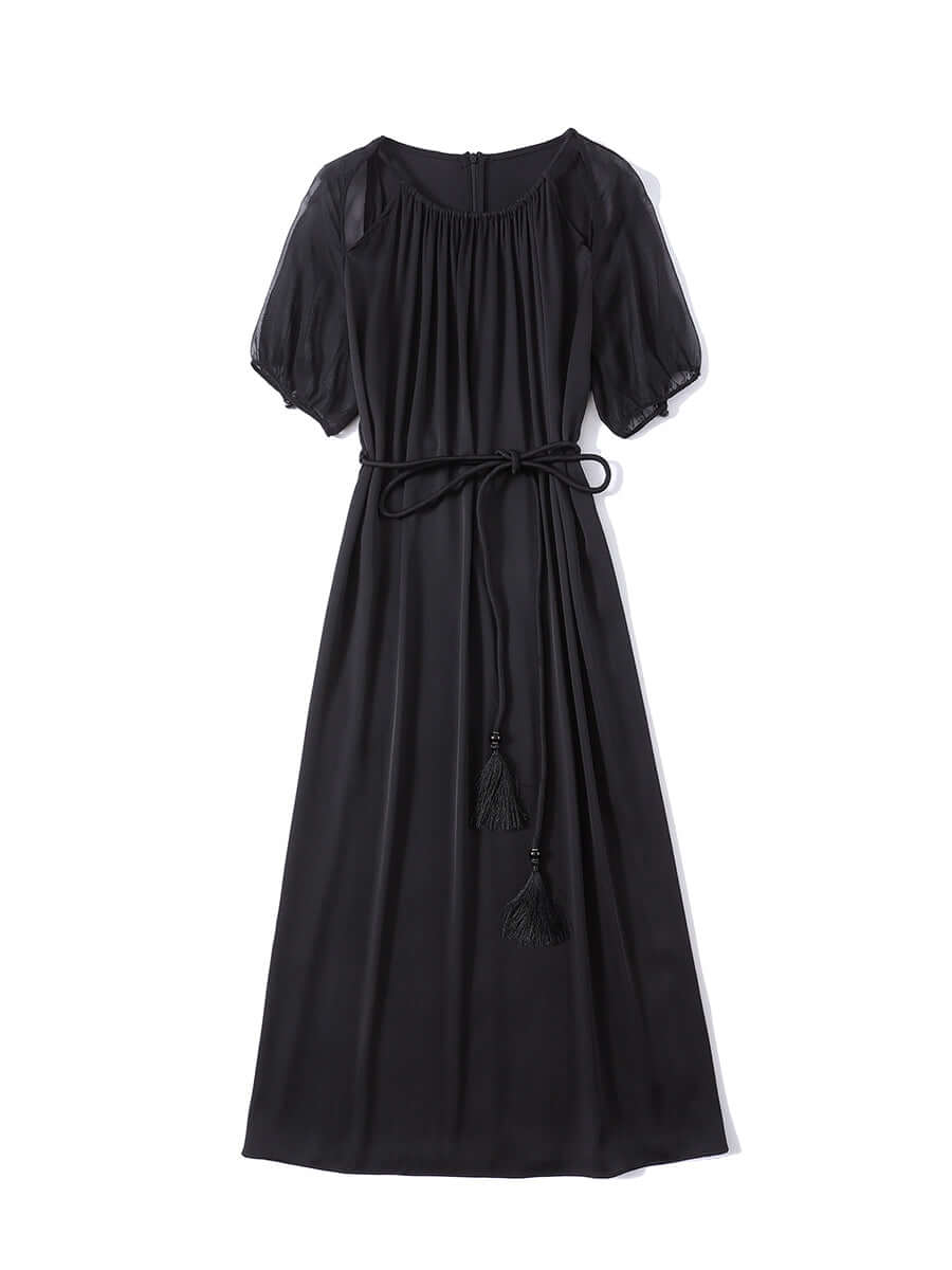 Chic Black Mulberry Silk Dress - SILKSER