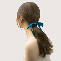 Chic Bow Silk Scrunchy Ponytail Holder - SILKSER