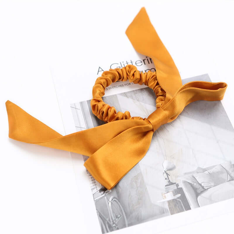 Chic Bow Silk Scrunchy Ponytail Holder - SILKSER