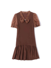 Chic Brown Mullberry Silk Dress - SILKSER