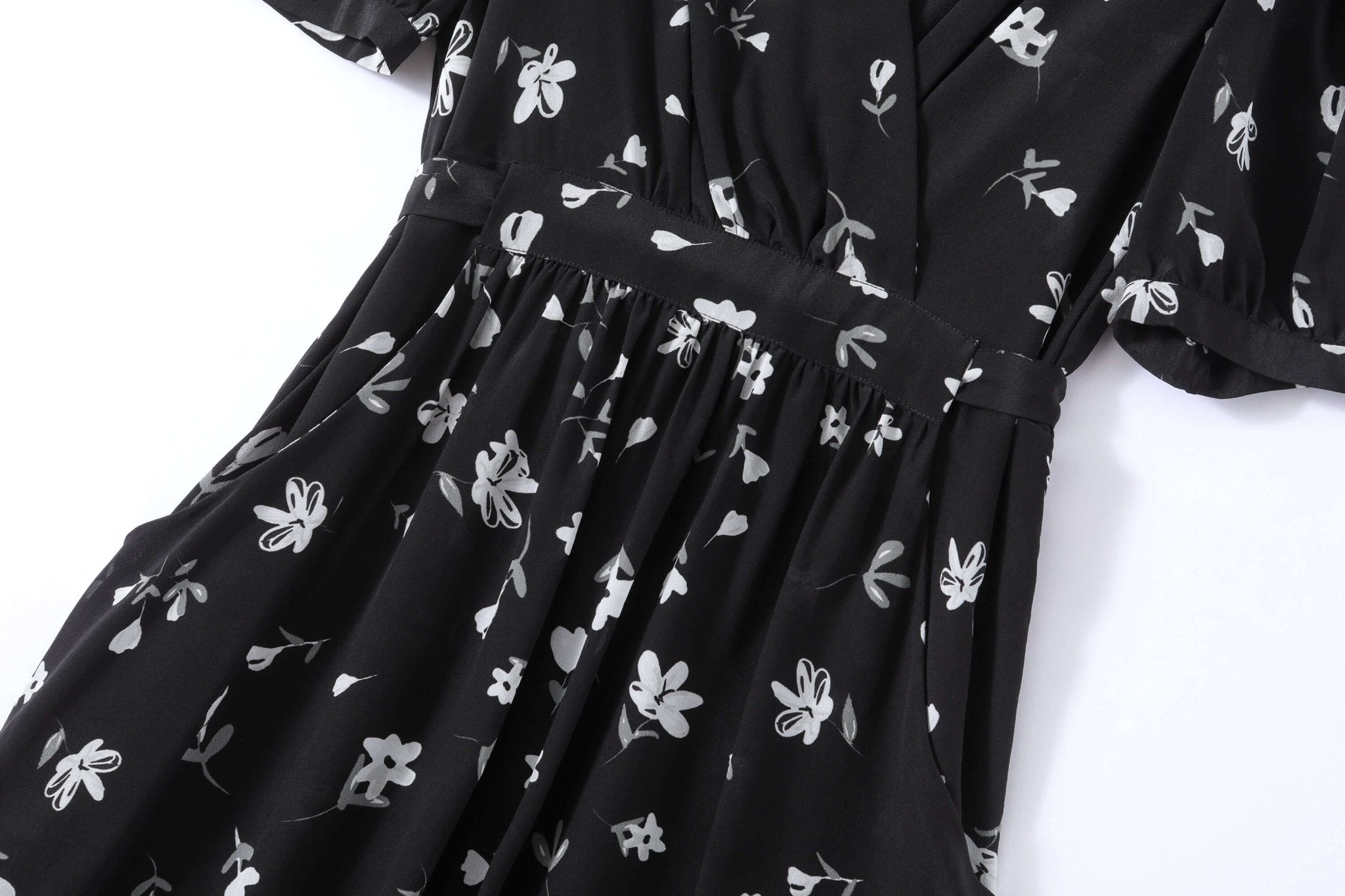 Chic Floral Mulberry Silk Dress - SILKSER