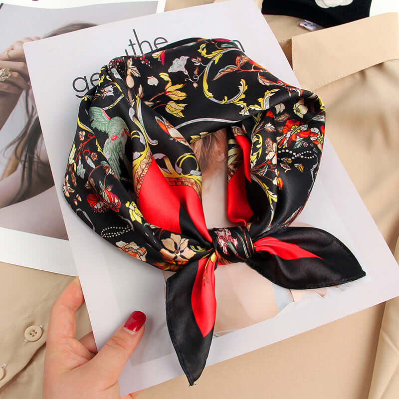 Chic Square Silk Scarf - Luxurious & Versatile - SILKSER