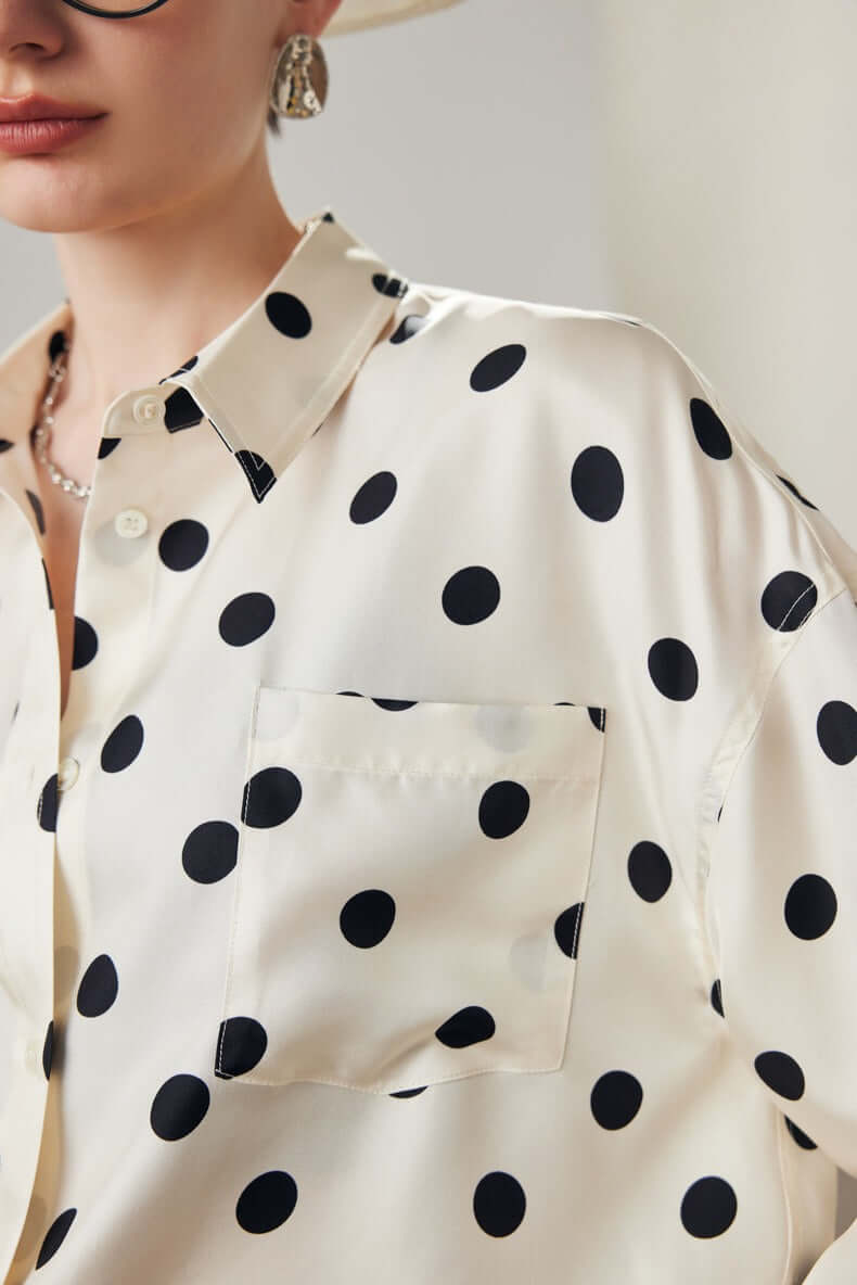 Dotted Print Silk Blouse - SILKSER