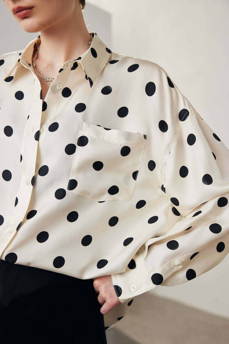 Dotted Print Silk Blouse - SILKSER