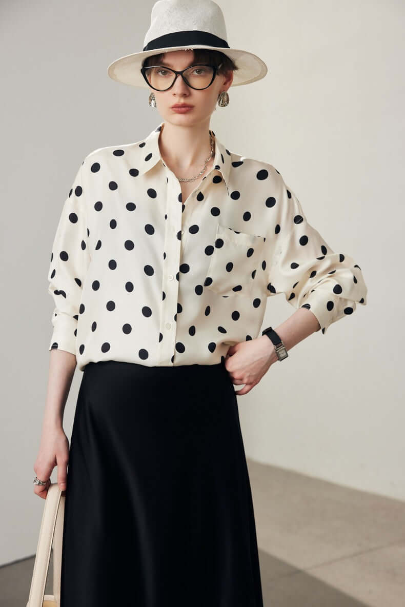 Dotted Print Silk Blouse - SILKSER