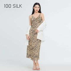 Elegant Leopard Print Slip Dress - SILKSER