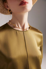 Elegant Short Sleeve Silk Blouse - SILKSER