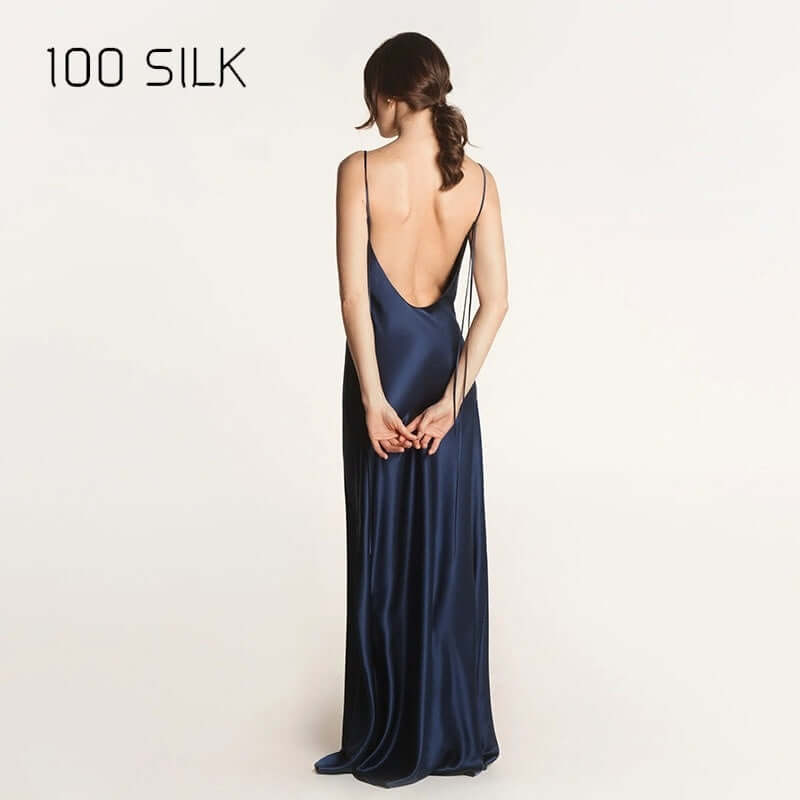 Elegant Silk Strap Evening Dress - SILKSER