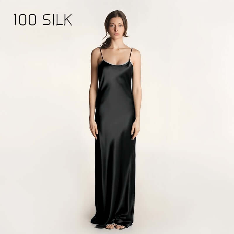 Elegant Silk Strap Evening Dress - SILKSER