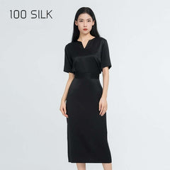 Elegant V - neck Shirt and Skirt Two - Piece Set - SILKSER