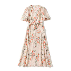 Floral Mulberry Midi Silk Dress - SILKSER