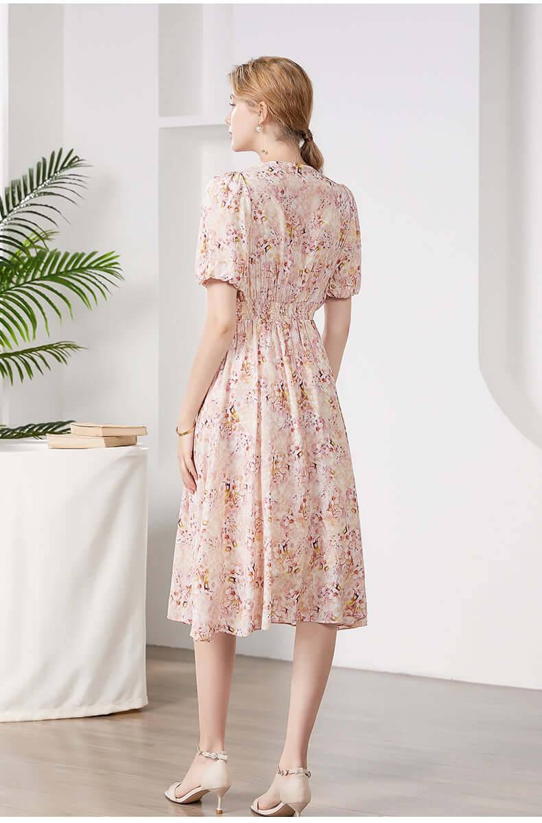 Floral Mulberry Silk Dress - SILKSER