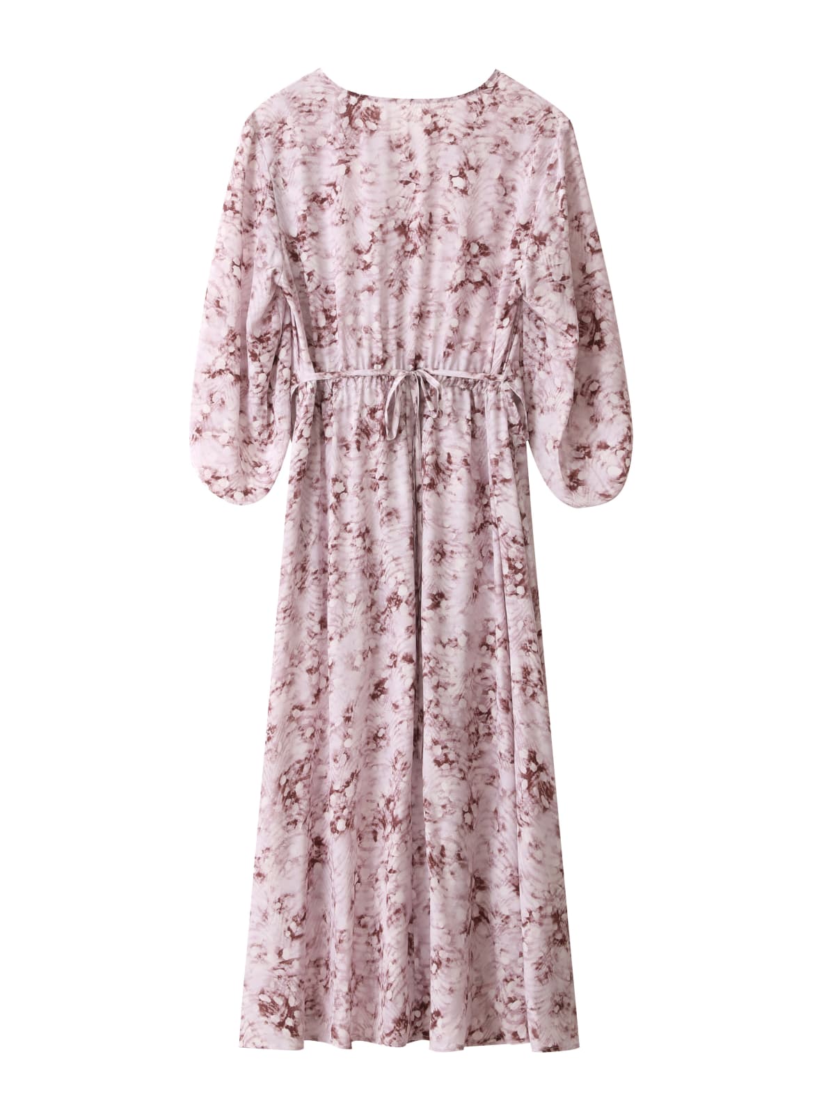 French V-Neck Floral Mulberry Silk Dress