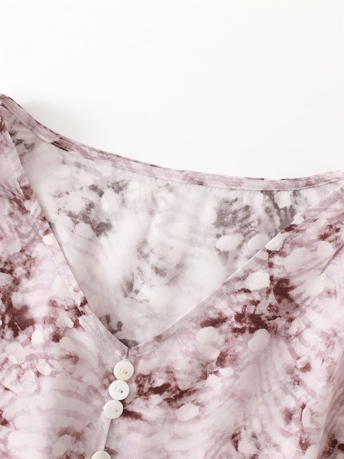 French V-Neck Floral Mulberry Silk Dress