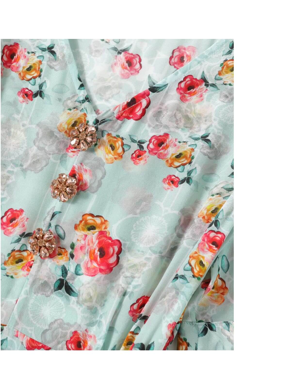 V-neck Floral Mulberry Silk Dress