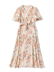 Floral Midi Mulberry Silk Dress