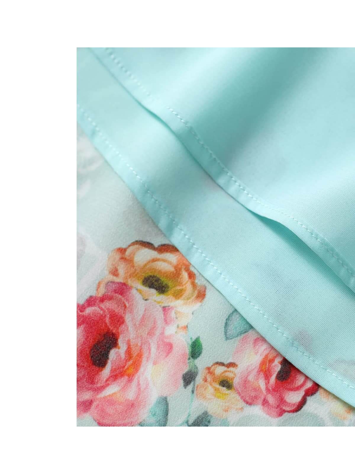 V-neck Floral Mulberry Silk Dress