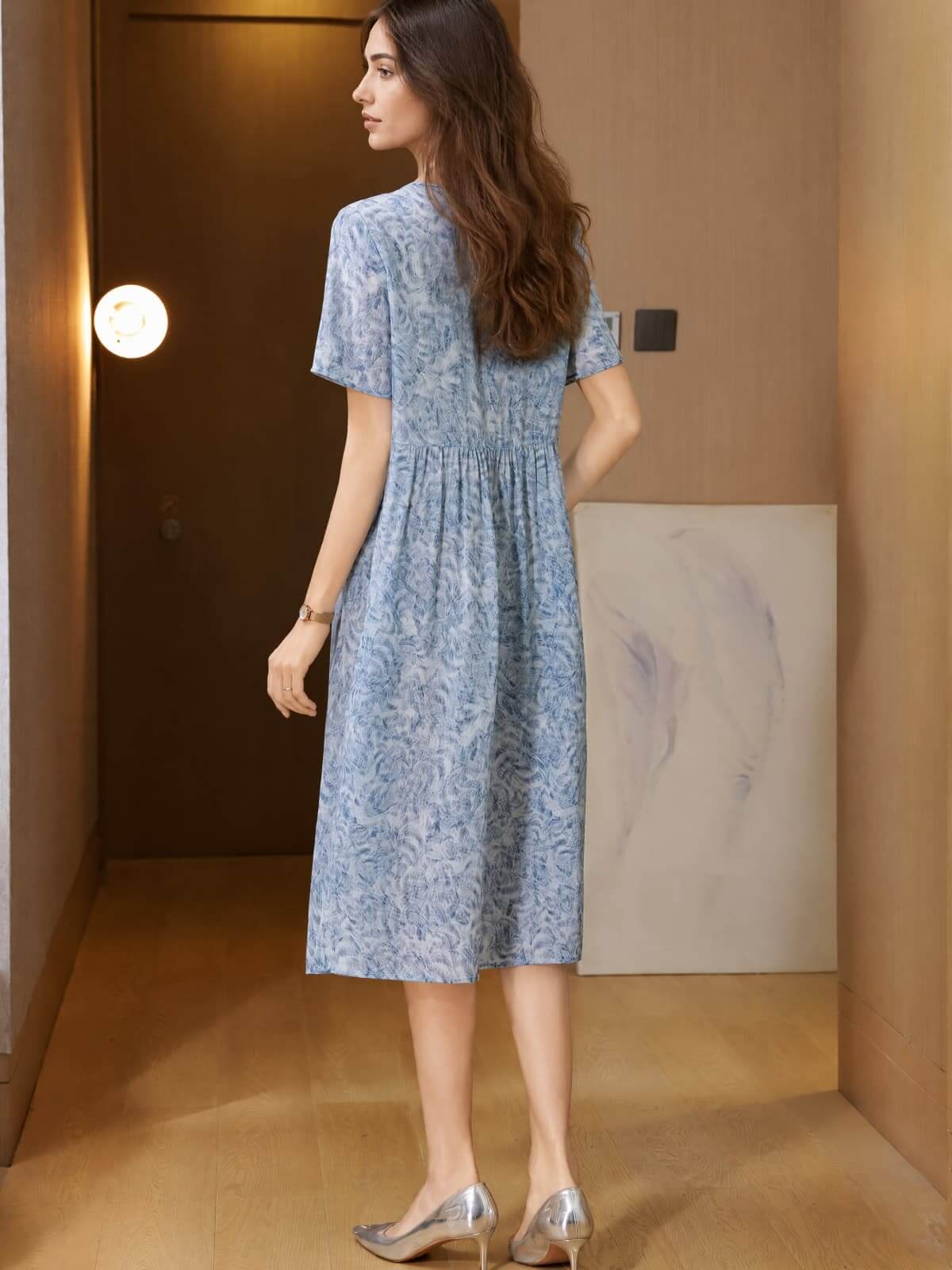 Refined Pleated Beaded Silk Dress
