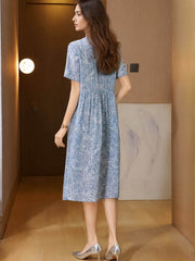 Refined Pleated Beaded Silk Dress