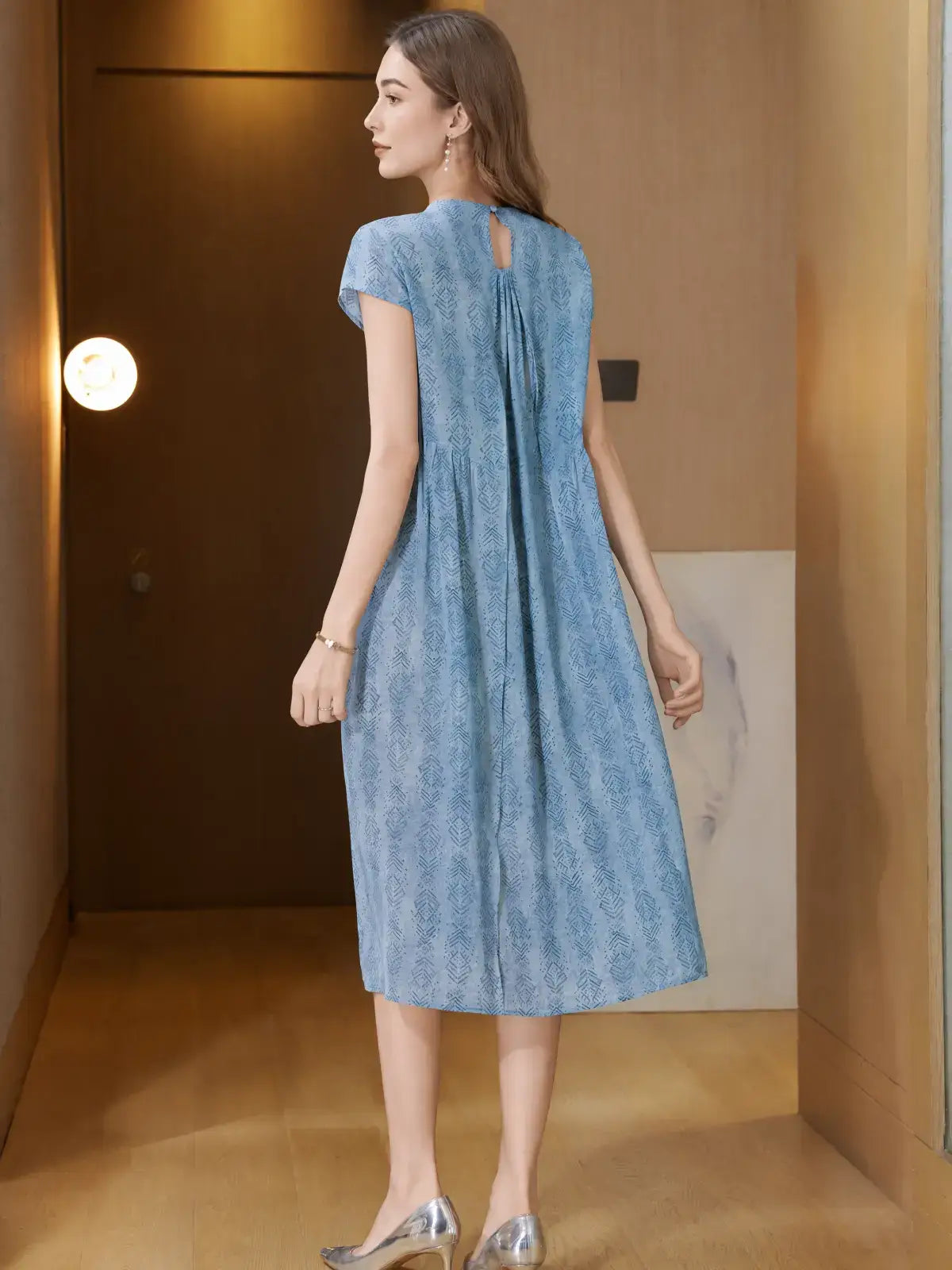Vintage Beaded-Neck Silk Dress