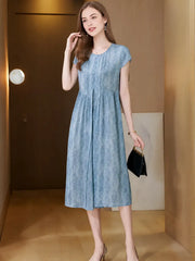 Vintage Beaded-Neck Silk Dress