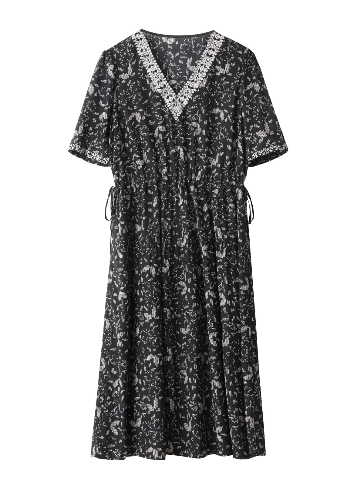 Black Floral Mulberry Silk Midi Dress