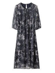 Breezy Georgette Floral Silk Dress