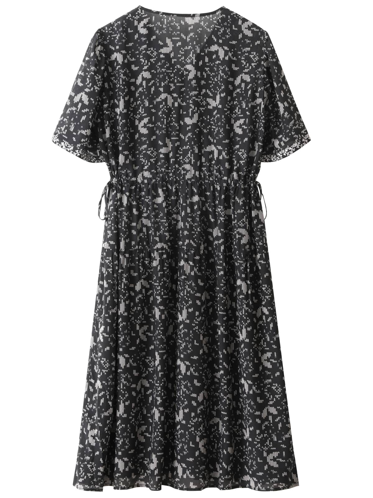 Black Floral Mulberry Silk Midi Dress
