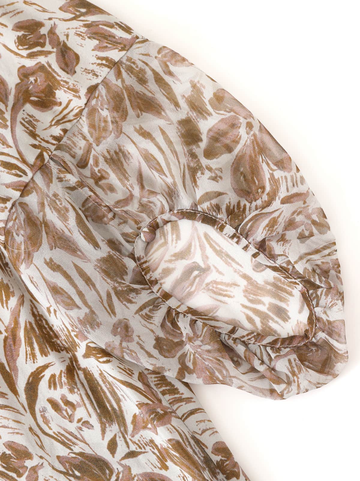 Chic Brown Floral Silk Midi Dress