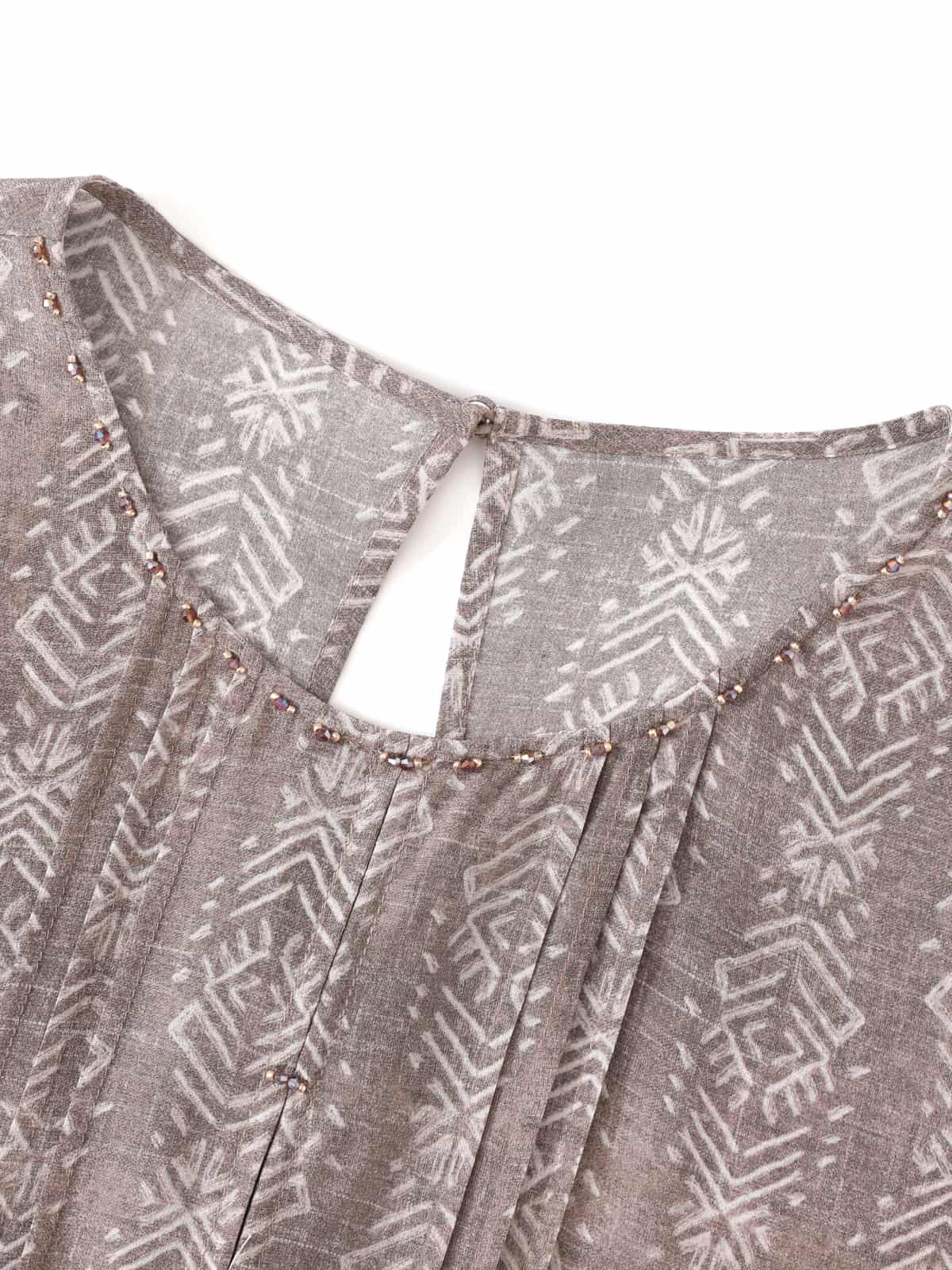 Vintage Beaded-Neck Silk Dress